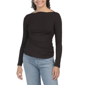 ELIE BY ELIE TAHARI Black Boat Neck Knit Top